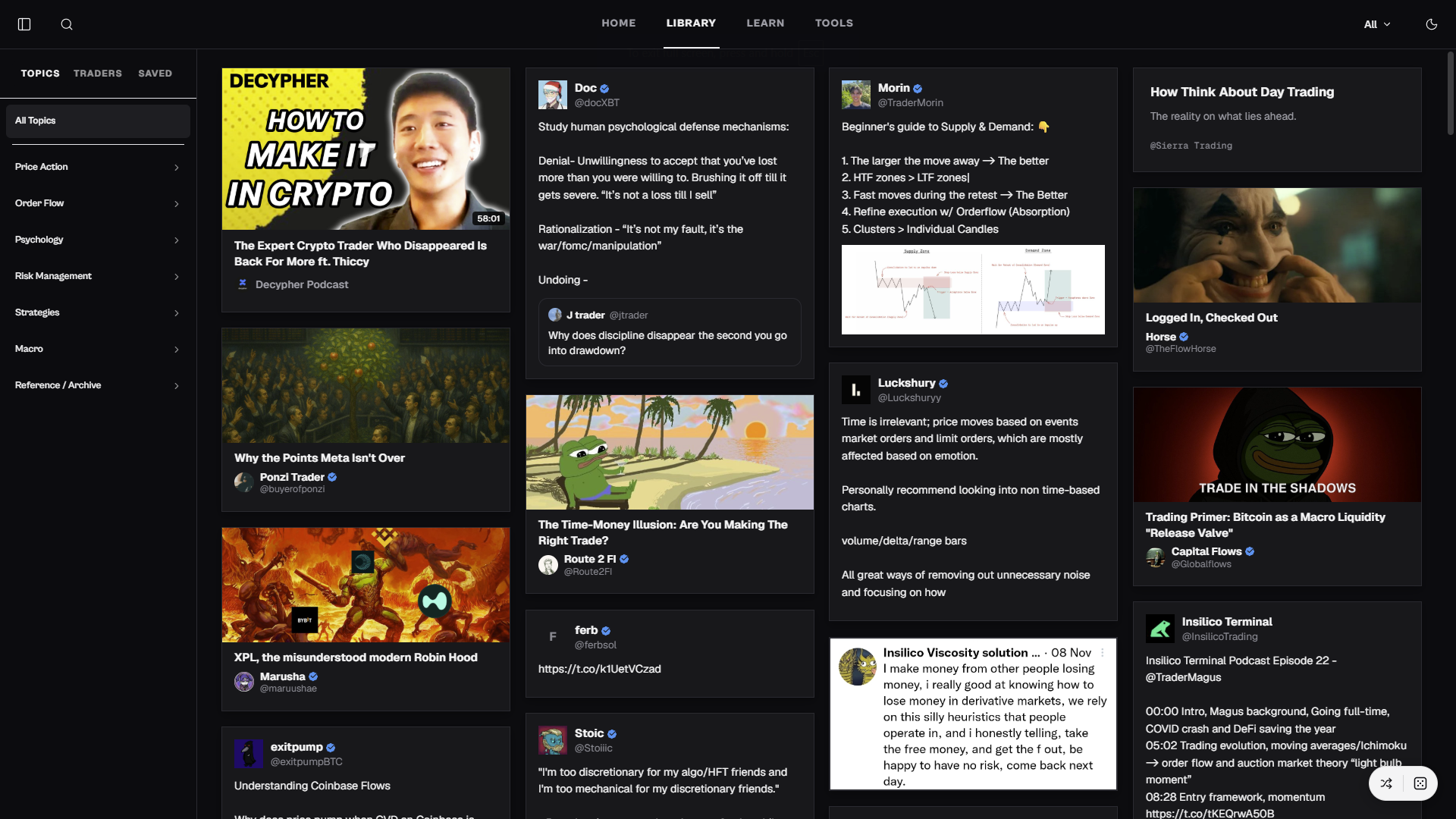 Trading Knowledge Base Dark Mode Preview